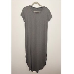 Acting Pro Gray Scoop Neck Stretch Maxi Dress Women's XL Side Slit